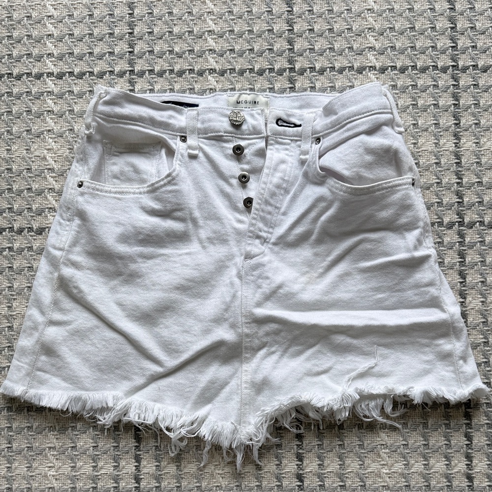 McGuire Denim White Frayed Jean Skirt